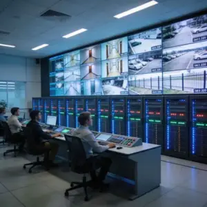 Security and Surveillance Systems in Saudi Arabia with night vision cameras designed to maintain clear monitoring in low-light conditions.
